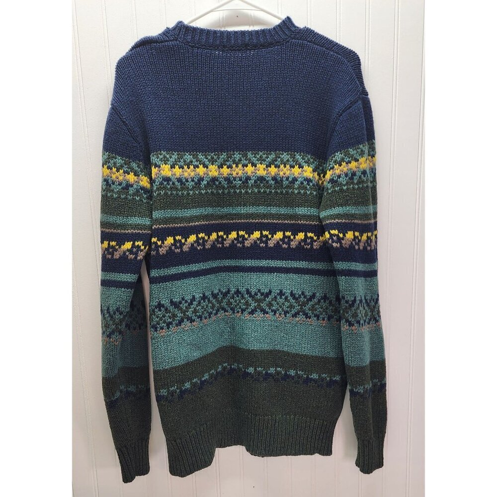 CHUP Vintage-Inspired Crewneck Knit Sweater With Multicolor Nordic Stripes & Pat - Picture 6 of 10